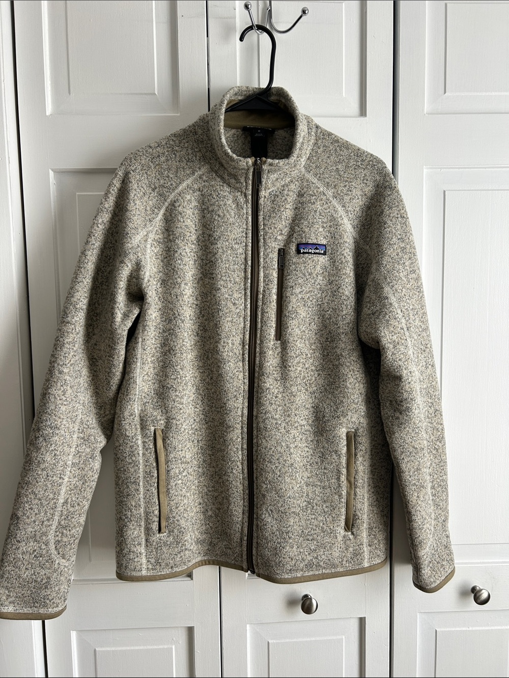 Patagonia Men’s Heathered Cream Full-Zip Fleece Jacket